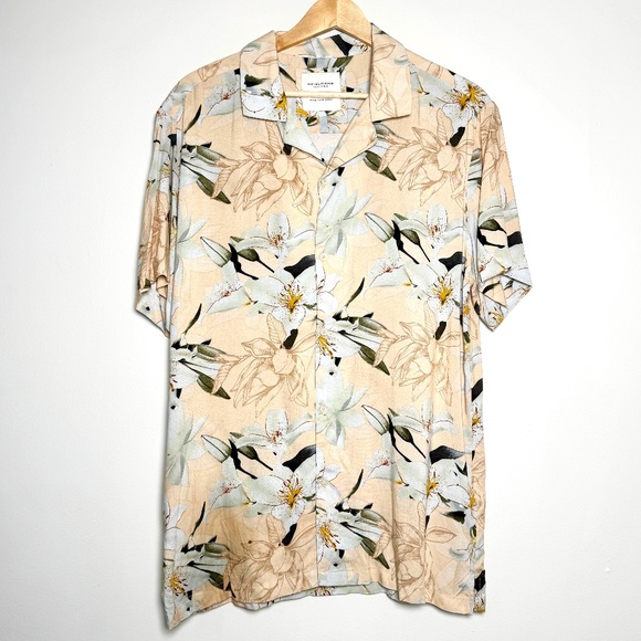 Denim & Flower Ricky Singh Hawaiian Short Sleeve Men's Button Up Sz Medium - Picture 1 of 7